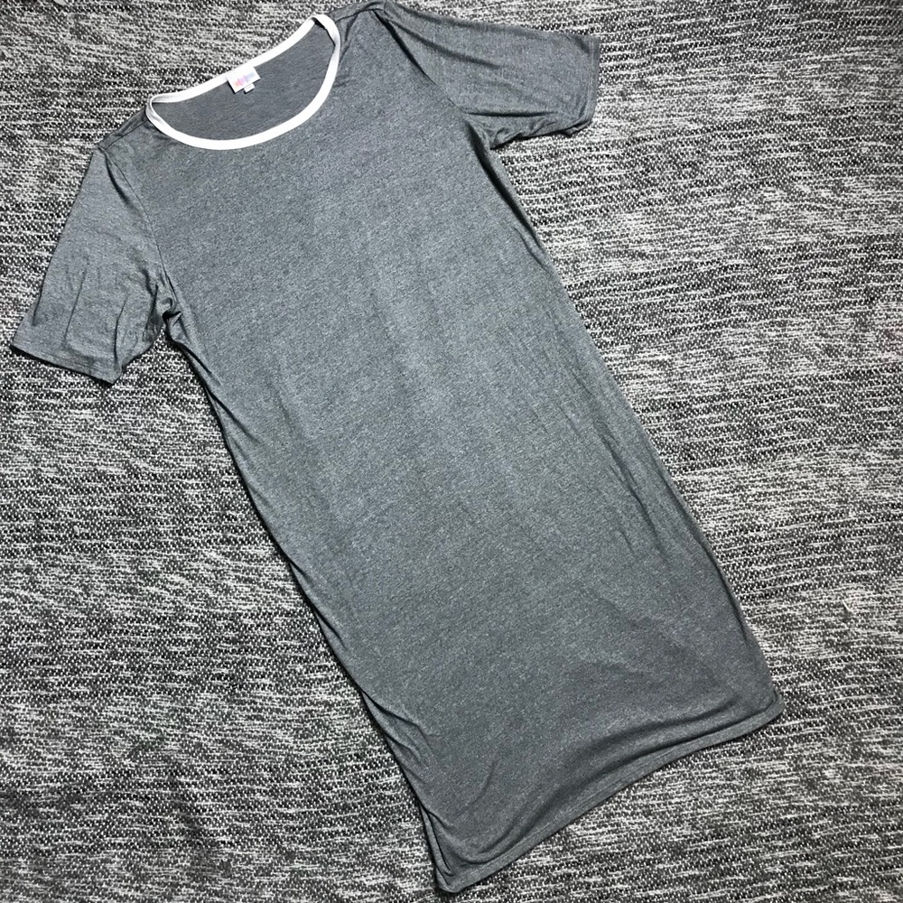 SOLD🌈LuLaRoe Julia Gray White Trim Dress